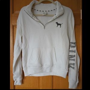 VS PINK half-zip white sweatshirt